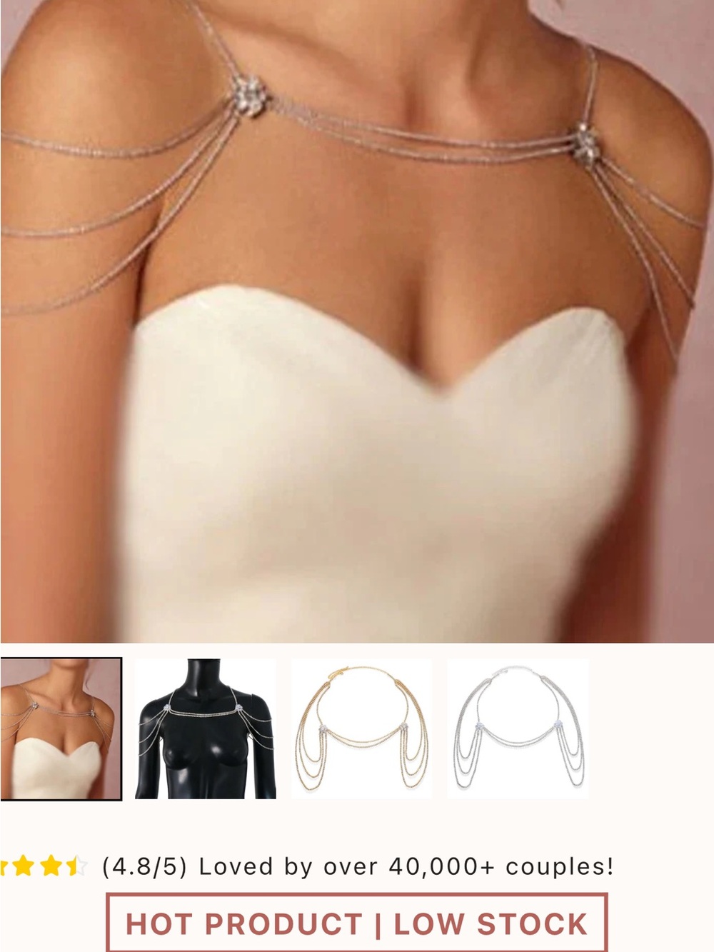Gold or Silver Multi-Strand Shoulder body Chain Necklace